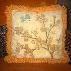 Vintage retro fringe cherry blossom toss pillow